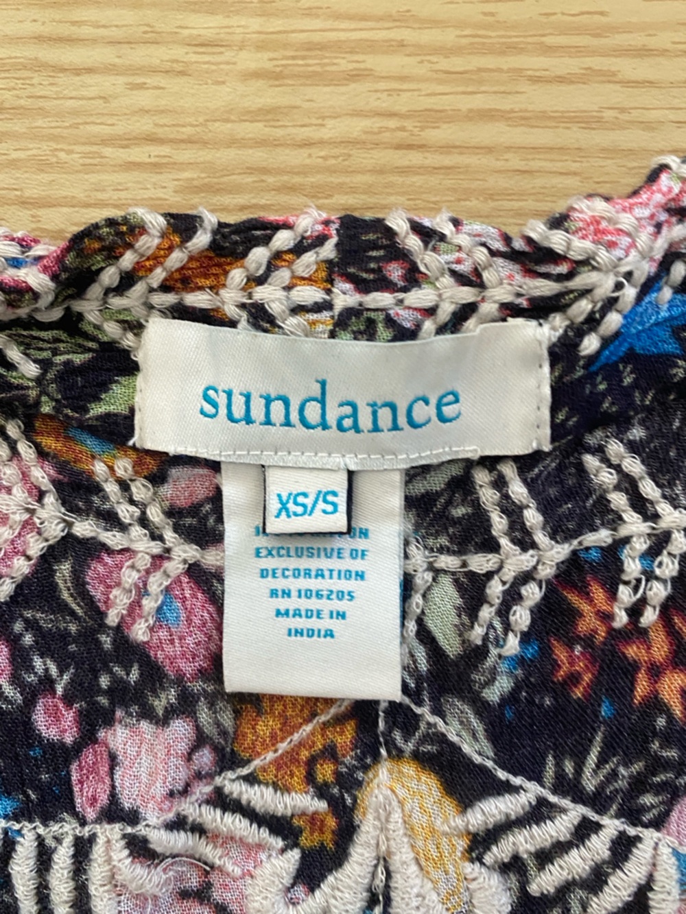 Sundance Black Floral Embroidered Open-Front Kimono -Festival Style - Picture 4 of 13